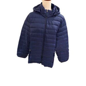 St. John’s Bay Quilted Puffer Jacket with Hood – Navy – Size XXL – NWT